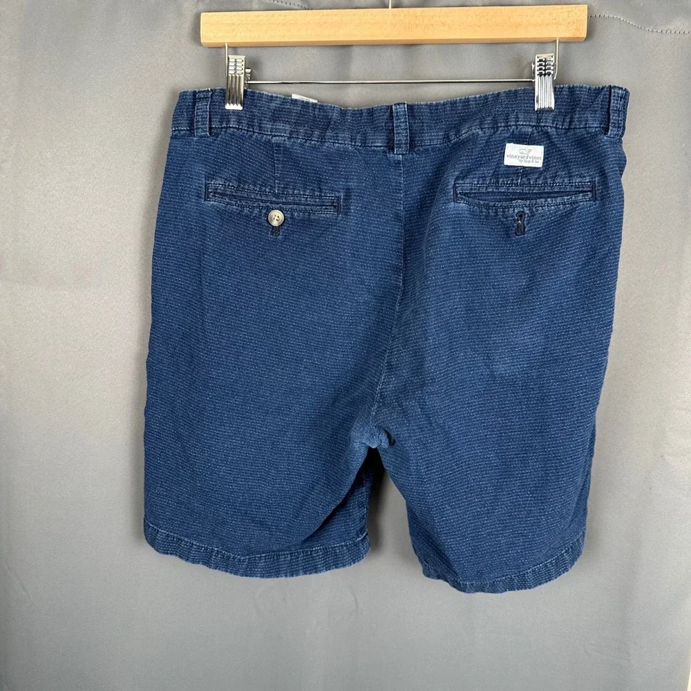 Vineyard Vines Mens 34 Blue Textured Micro Stripe Breaker Shorts Indigo 8 Inseam